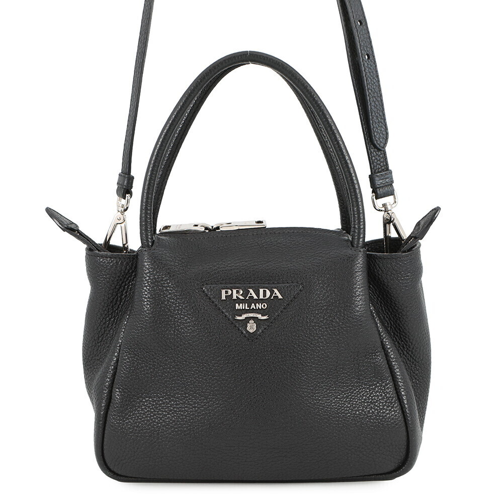 Prada Vitello Daino Leather Handbag Black Bag